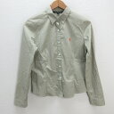 z■ラルフローレン/RalphLauren 長袖シャツ 刺繍ロゴ 【11】ベージュ/LADIES/76【中古】■