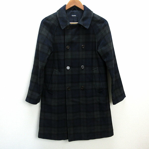 y■日本製■ジャーナルスタンダード/JOURNAL STANDARDウール ロングコート■紺/緑【 レディースF 】LADIES/34【中古】