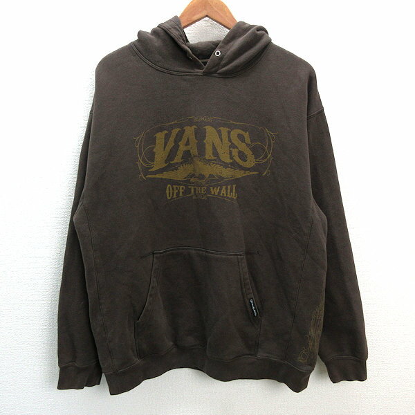 k■バンズ/VANS OFF THE WALL ロゴプリント プルオーバーパーカ/スウェット茶/MENS■23