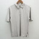 s■ナイキ/NIKE GOLF ロゴ刺繍 ボーダー柄 ポロシャツ/ゴルフ【M】薄茶系/MENS/102【中古】