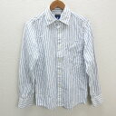 s■アールニューボールド/R.NEWBOLD ストライプ柄 長袖シャツ【M】白 青/MENS/40【中古】