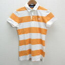 k■カンタベリー/CANTERBURY ウィメンズ ボーダー柄 半袖ポロシャツ【M】黄白/LADIES■60【中古】