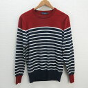 z■アーバンリサーチ/URBANRESEARCH ボーダー ニットセーター【L】赤紺/men's/12【中古】■(4)