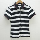 s■日本製■ラコステ/LACOSTE SPORT ボーダー柄 鹿の子地 ポロシャツ【38】黒 白/LADIES/4【中古】(4)