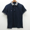 a■アールニューボールド/R.NEWBOLD 鹿の子地 ロゴ刺繍 半袖ポロシャツ【M】紺/MENS/78【中古】(4)