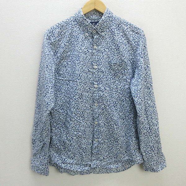 z■アメリカンイーグル/AMERICANEAGLE OUTFITTERS 長袖BDシャツ 半袖【M】青系/men's/94【中古】■