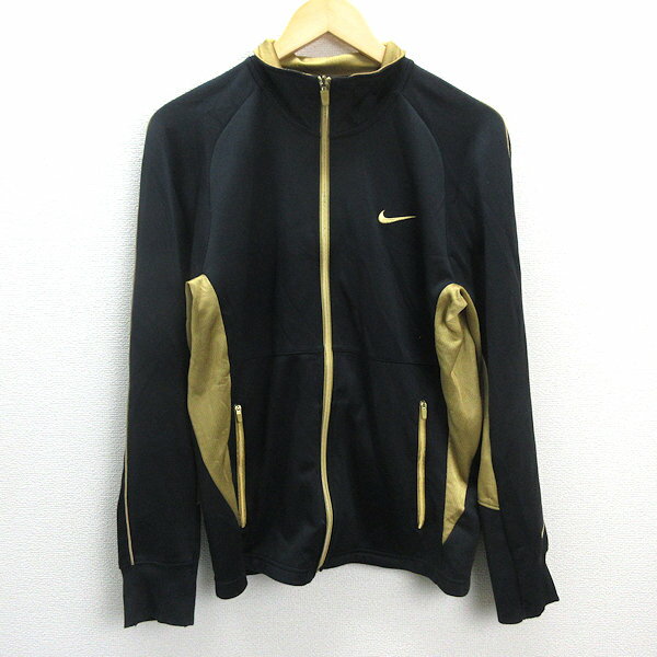 G■ナイキ/NIKE トラックジャケット/ジャージ【L】黒金/men 039 s/56【中古】■