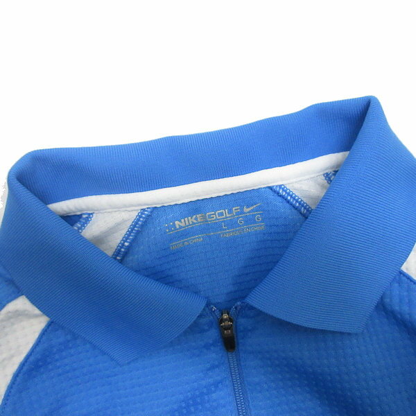 G■ナイキ/NIKE GOLF 半袖ドライポロシャツ/ハーフジップ【L】青/mens/110【中古】■