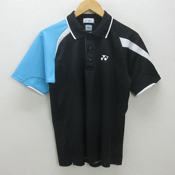 G■ヨネックス/YONEX ドライポロシャツ/スポーツウェア【M】黒/men's/49【中古】■
