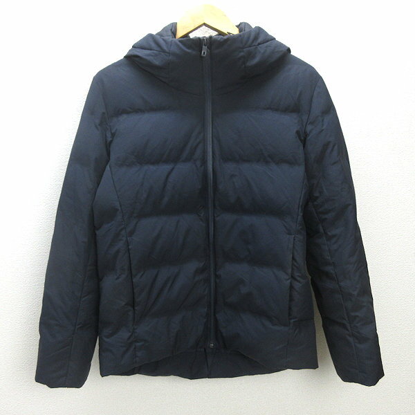 Q■ユニクロ/UNIQLO フーディーシームレスダウンジャケット■紺【メンズS】MENS/101【中古】