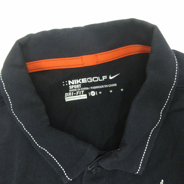 G■ナイキ/NIKE GOLF DRY-FIT 半袖ポロシャツ/ゴルフウェア【M】黒/mens/27【中古】■