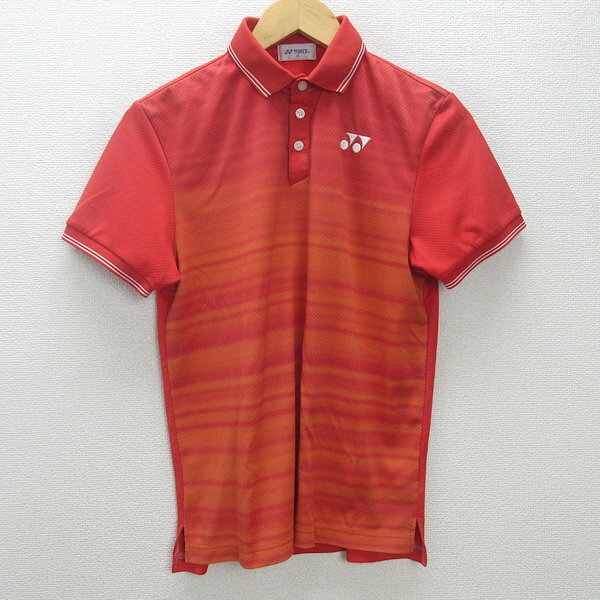 G■ヨネックス/YONEX 半袖ドライポロシャツ/スポーツウェア【M】赤/mens/77【中古】■