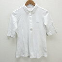 s■日本製■ラコステ/LACOSTE 白ワニ刺繍 鹿の子地 ストレッチポロシャツ【38】白/LADIES/44【中古】(4)
