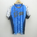 R■Majestic製■埼玉西武ライオンズ/LIONS 応援ユニフォーム/レプリカ■青色【L】MENS/野球/30【中古】■