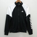s■アディダス/adidas ロゴプリント ラグラン ジャージ JKT【M】黒/MENS/44【中古】(4)