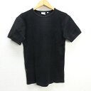z■アヴィレックス/AVIREX 半袖Tシャツ リブ 無地【M】黒/men's/27【中古】■(4)
