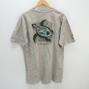 y■クレイジーシャツ/CRAZY SHIRTS亀プリントTシャツ■茶系【メンズL】MENS/USA/22【中古】