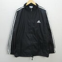 【 ブランド 】 アディダス/adidas 【カラー】 ブラック　　 【 サイズ 】 表記 [ O ]（メンズ） 実寸 [ 着丈76cm 身幅65cm 裄丈91cm 袖丈54cm(脇下から) ] 【 素材 】 表 ナイロン　100％　裏地　ポリエステル　100％ 【 商品詳細 】 USEDになります。 多少のシワ・薄汚れなどございます。 (株)アディダスジャパン アディダスのナイロンジャケットです。 フルジップ・ポケット2つ・スリーストライプの一着になります。 【 Bランクのお品になります 】 S:新品、未使用品 A:多少の使用感はあるが汚れやダメージは気にならない程度 B:多少の汚れやシミ、毛羽立ちはあるがダメージは気にならない程度 C:使用感があり、多少の汚れやダメージがある D:使用感があり、汚れやダメージが目立つ E:汚れやダメージが目立つジャンク品