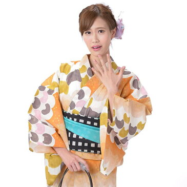 浴衣 レディース 大人 単品 tsumori chisato ツモリチサト 白 オレンジ ねこ柄