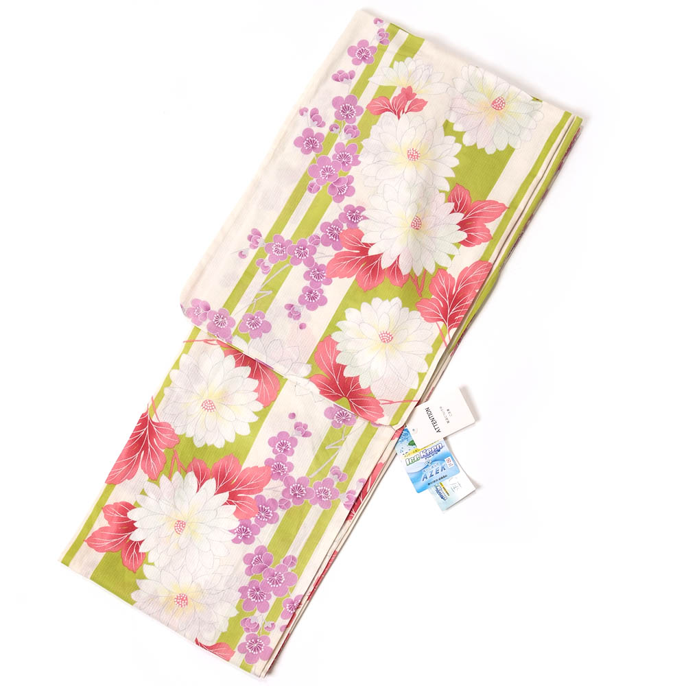 浴衣 レディース 単品 綿 涼しい 天然繊維 アイスキープ メントール配合でひんやり冷感素材 オフホワイ..