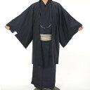 紳士 男 メンズ 着物 羽織 2点セット M・L・LL 3サイズ 洗える着物 ポリエステル アンサンブル カジュアル 正月 初詣 紺