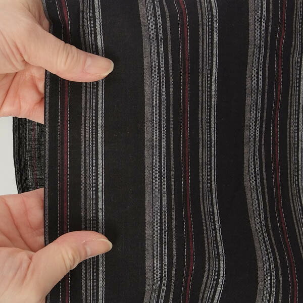 浴衣 メンズ 3点セット 大きいサイズ 上質ワンタッチ帯付 男 紳士 仕立て上がり 綿麻 涼しい天然繊維 黒 縞 LL 帯・下駄おまかせになります