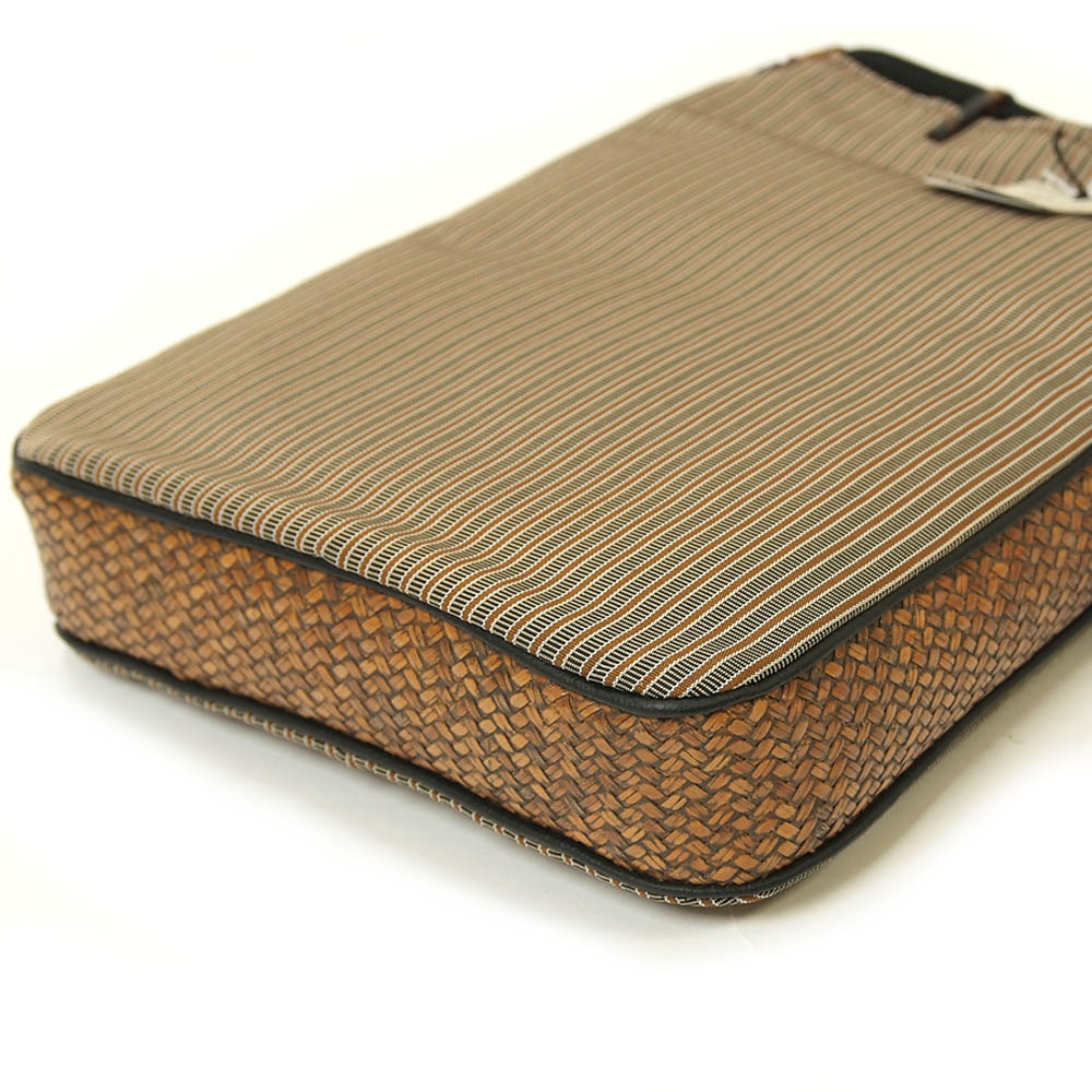 信玄袋 メンズ 絹 籐使用 巾着 男性用 米沢 仙台平 縞 ストライプ 紳士 着物バッグ ギフト プレゼント 茶