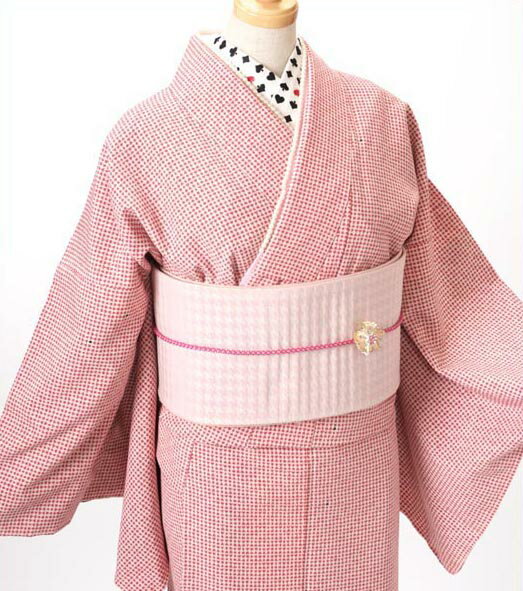 洗える着物 袷　大人カワイイ♪シンプル柄×赤 和風館 小紋