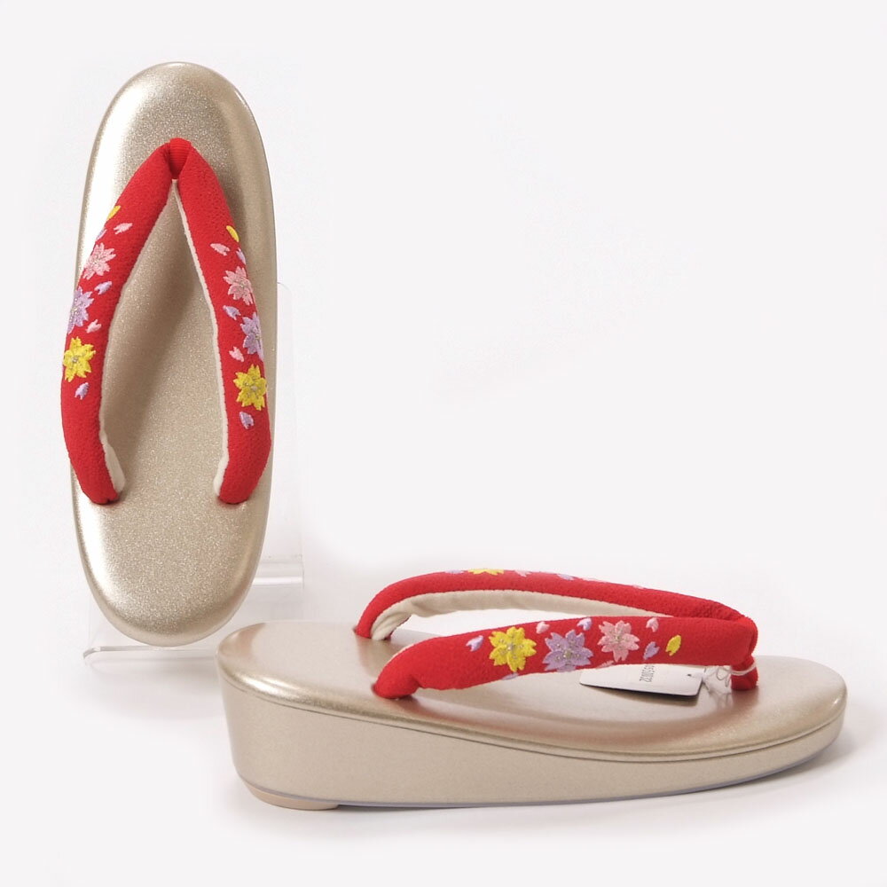 七五三 草履 21.5cm 7歳 子供 女の子 刺繍鼻緒 ぞうり 単品 ゴールド