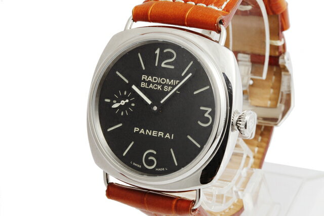 【美品】 PANERAI パネライ PAM00183 ラジオミール ブラックシール SSx革 黒文字 ...