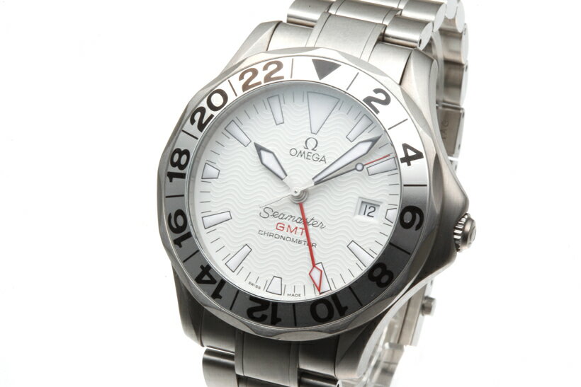 【美品】 OMEGA オメガ 2538.20 シーマスター GMT SS 白文字盤 自動巻き 【中古 ...