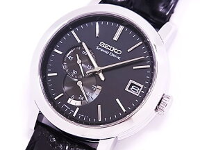 セイコー　SEIKO　5R64 スプリングドライブ　SS×革　黒文字盤　自動巻き【中古】