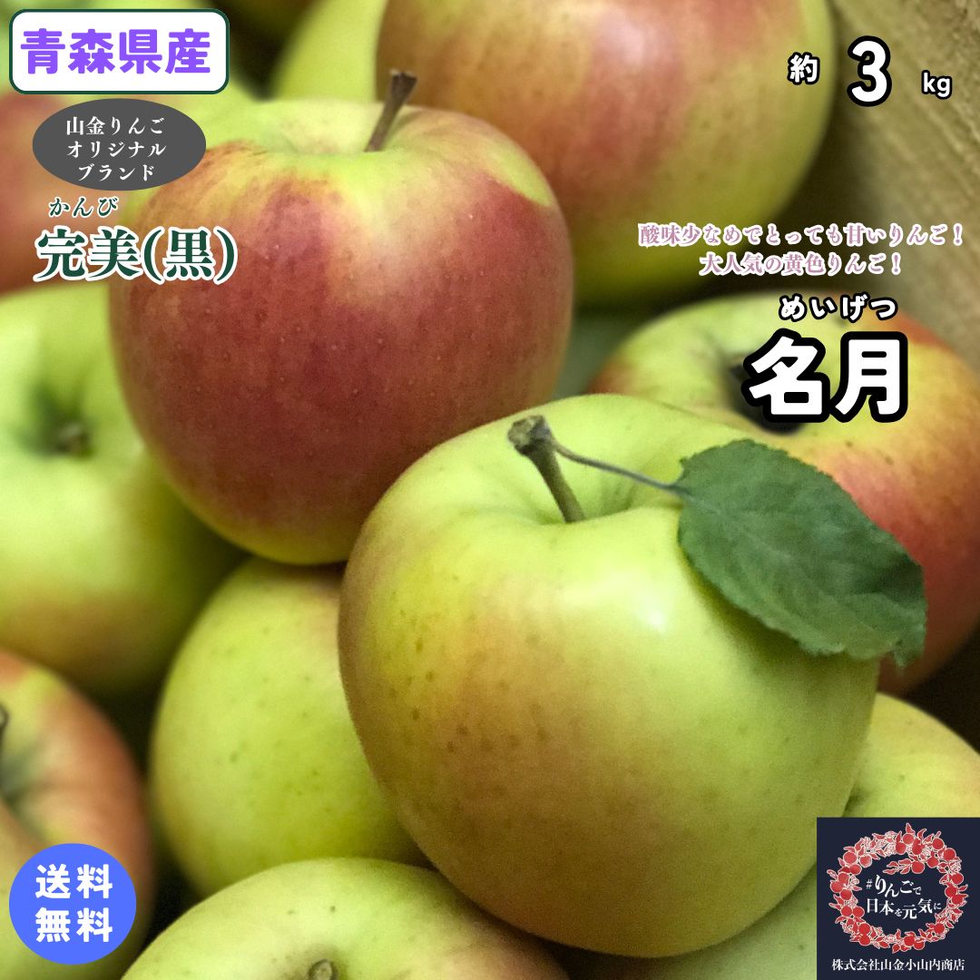 大人気の甘ーい黄色りんご!【送料無料】お試し品! 青森県産 名月 家庭用 3Kg(約3キロ) 中生種りんご 食品 果物 フルーツ お取り寄せグルメ