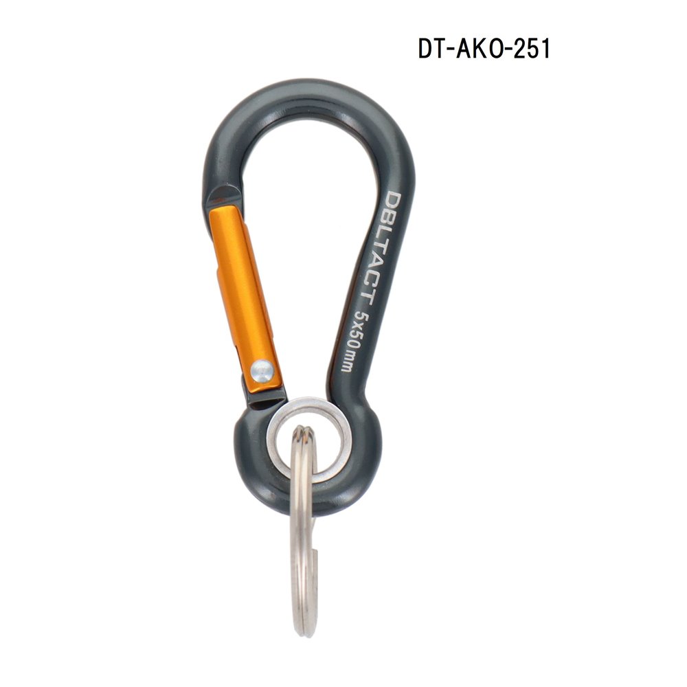 DBLTACT(ダブルタクト) アルミカラビナ 抜け止めO環付 φ5mm ガンメタ×ゴールド [作業用品 工具 落下防止 紛失防止] DT-AKO-251