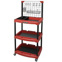 アイリスオーヤマ ハードツールワゴン(工具入れ) メッシュパネル付 レッド HDW-3M