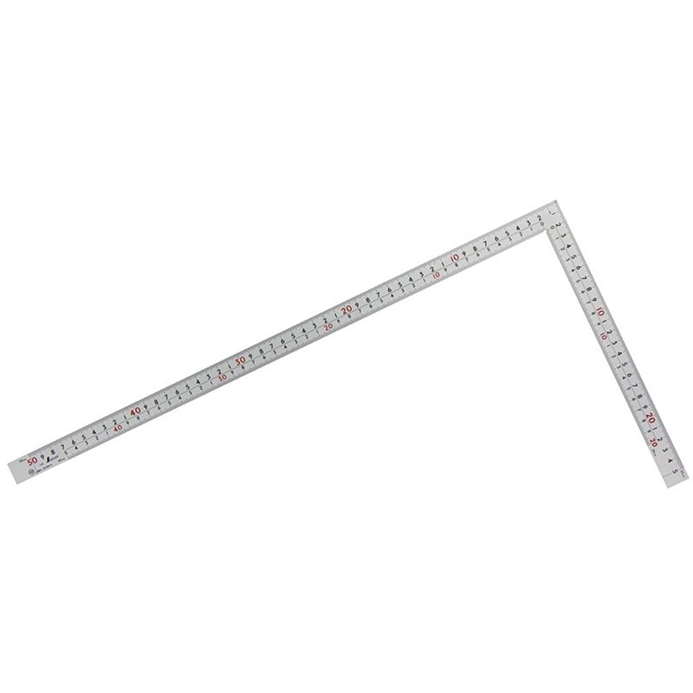シンワ 曲尺厚手広巾 シルバー 50cm 表裏同目 8段目盛 cm表示 JIS [計測用品 測定 工具 曲尺 鉄工 土木工事] 10450