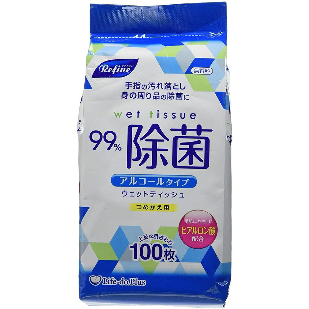 ライフ堂(Lifedo) ウェットティッシュ ボトル詰め替え用 ホワイト アルコールタイプ 99%除菌 100枚入 LD-103