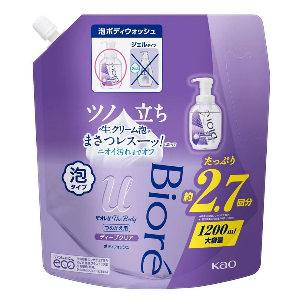 花王 ビオレu ザ ボディ 泡タイプ ディープクリア [ボディソープ 全身洗浄料 弱酸性] つめかえ用 1200mlのサムネイル