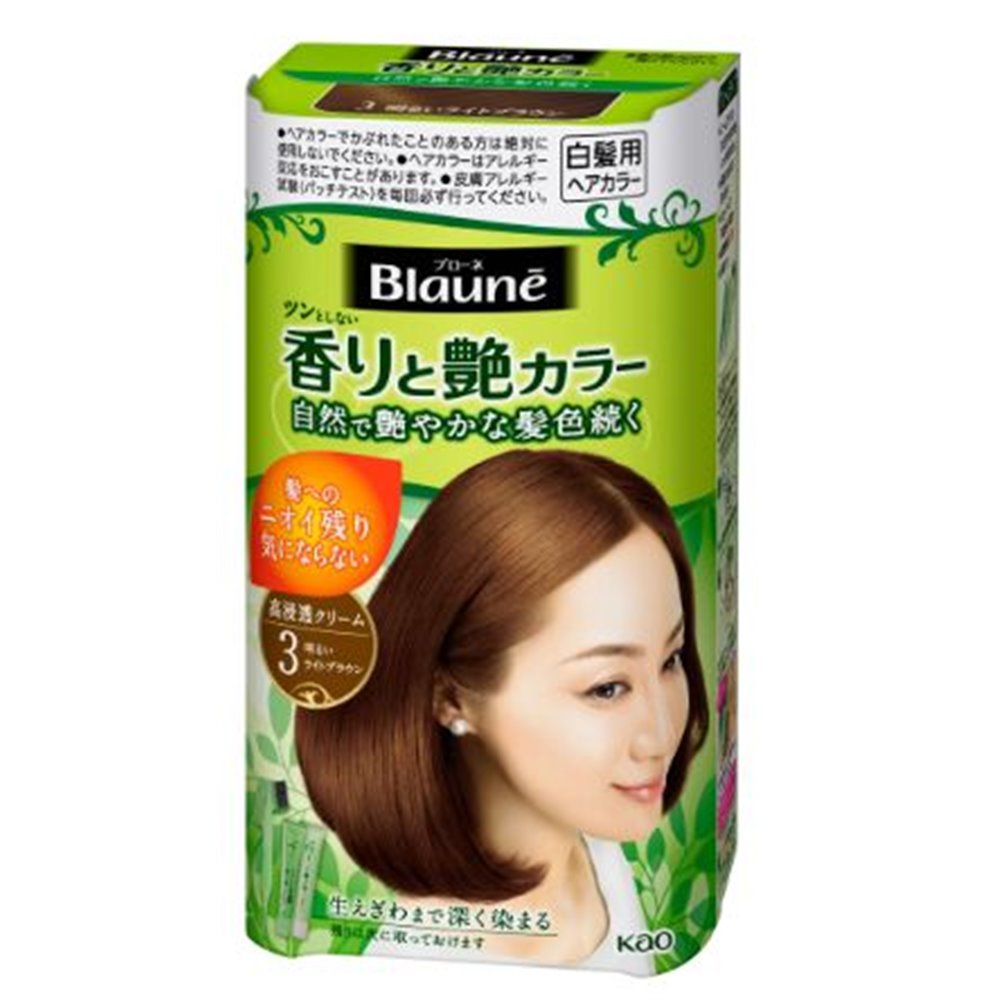 花王 ブローネ 香りと艶カラー クリーム[白髪用ヘアカラー 生えぎわ 色持ち 自然 髪色続く うるおい] 3:明るいライトブラウン[医薬部外品]