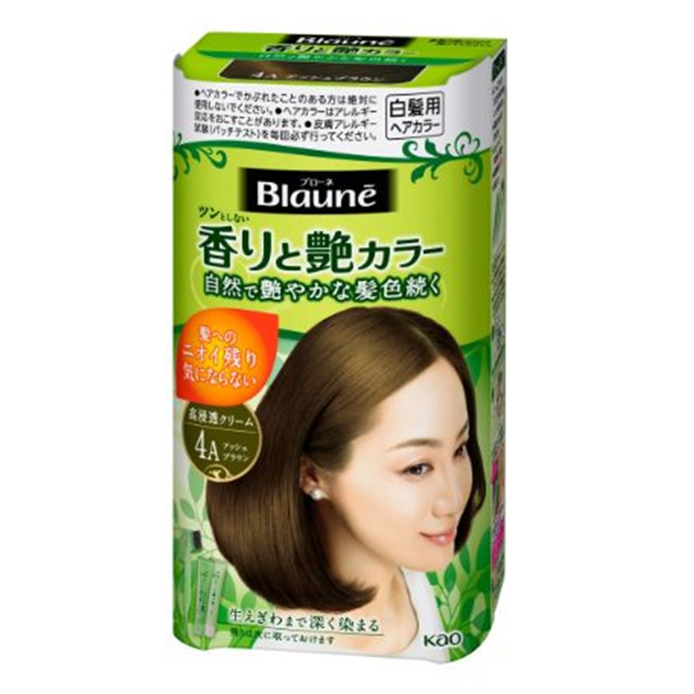 花王 ブローネ 香りと艶カラー クリーム[白髪用ヘアカラー 生えぎわ 色持ち 自然 髪色続く うるおい] 4A:アッシュブラウン[医薬部外品]