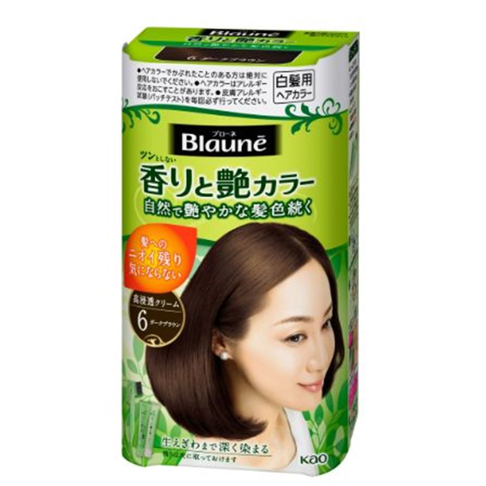 花王 ブローネ 香りと艶カラー クリーム[白髪用ヘアカラー 生えぎわ 色持ち 自然 髪色続く うるおい] 6:ダークブラウン[医薬部外品]