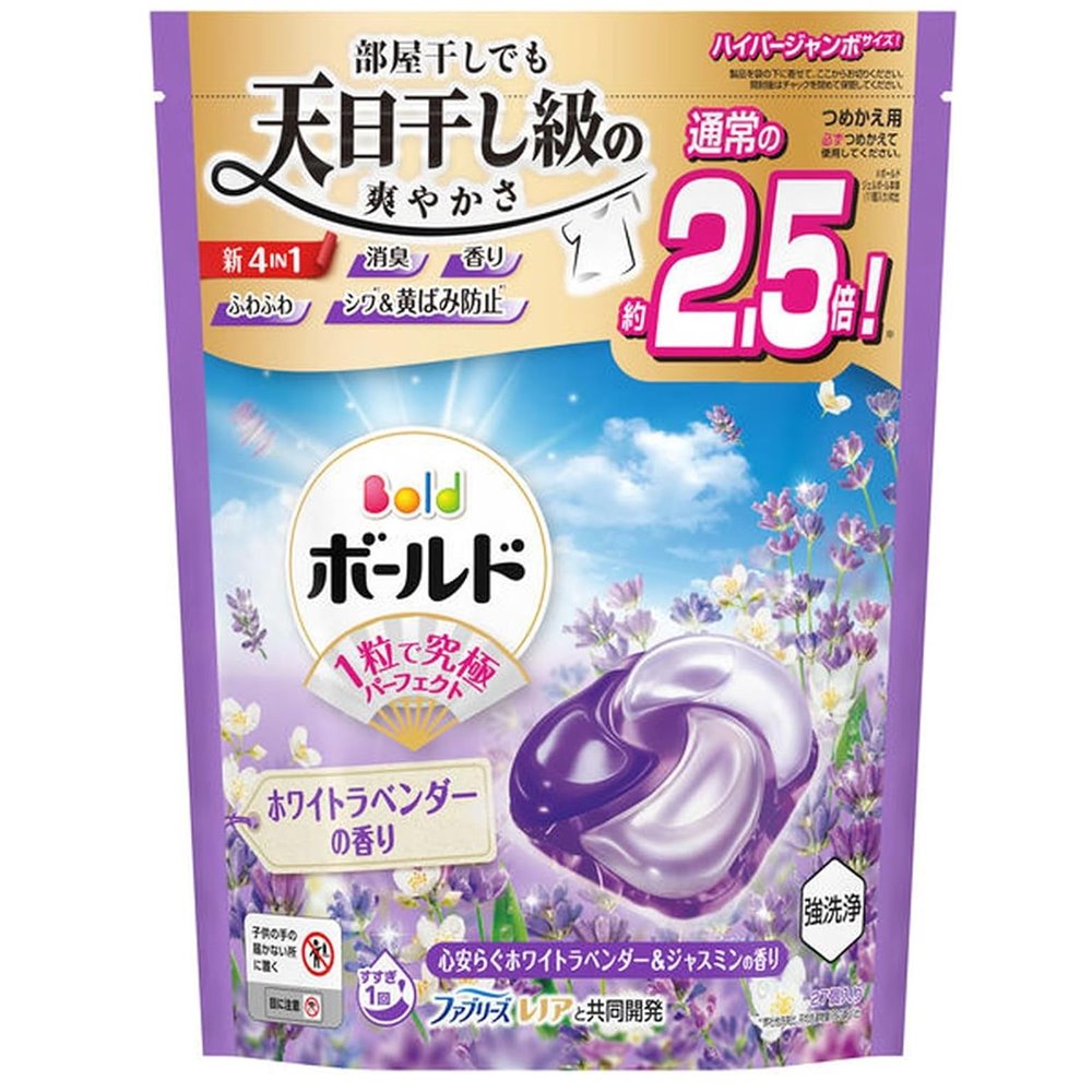 P&G ボールド ジェルボール4D 心やすらぐホワイトラベンダー＆ジャスミンの香り つめかえ用 [洗濯 洗剤 衣類] ハイパージャンボサイズ27個入り
