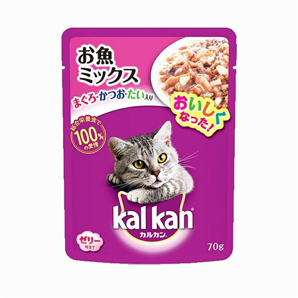 マースジャパン カルカン パウチ お魚ミックス(まぐろ・かつお・たい) ゼリー仕立て [キャットフード] 70g