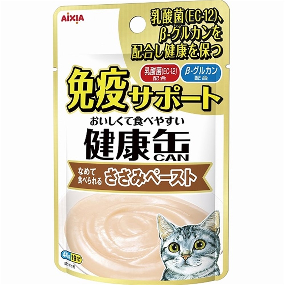 商品情報商品名健康缶パウチ 免疫サポート ささみペースト [キャットフード]メーカーアイシア 規格/品番 40g サイズ 重量/容量 ●内容量:40g おすすめ ●愛猫の健康を維持し免疫をサポートするβ-グルカンを配合●乳酸菌(EC-12)とオリゴ糖を配合し腸内の健康維持に配慮●ビタミンEを配合し抗酸化力をサポート●リンとナトリウムを調整し、腎臓の健康維持に配慮●なめて食べられるペーストタイプ 仕様 梱包サイズ