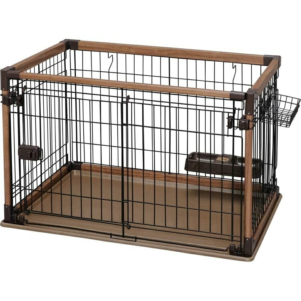 商品情報商品名オープンウッディサークル ダークブラウン 幅約97.5×奥行約66.5×高さ約63.5 [犬用サークル]メーカーアイリスオーヤマ 規格/品番 OPWS-960 サイズ ●組立後サイズ: 幅約97.5×奥行約66.5×高さ約63.5 重量/容量 ●重量:12.2kg おすすめ ●サークルの前面をすっぽり外せるフルオープンタイプ●お部屋に馴染むシンプルなデザインと温かみのある木目調で、長く愛用できます●わんちゃんにはもちろん、猫ちゃんにも使えます●給餌給水器、バスケット付き 仕様 ●内寸:幅約89×奥行約58.5×高さ約63cm●入口サイズ:幅約35.5×高さ約50cm●材質［パネル］フレーム:合成樹脂化粧繊維版（塩化ビニル樹脂）、ABS樹脂線材:スチール（エポキシ紛体塗装）扉ロック:ABS樹脂［固定ピン］ポリアセタール［トレー］塩化ビニル樹脂［給餌給水器］本体:ポリプロピレン線材:スチール（ニッケルクロムメッキ）［バスケット］スチール（エポキシ紛体塗装）●適応犬種（目安）チワワ・ポメラニアン・トイプードルなどの超小型犬〜小型犬●付属品給餌給水器、バスケット 梱包サイズ