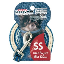 ドギーマンハヤシ Doggy’s Tailor ドッグリード(ひきひも) SS デニムスタイル [リード 引き紐 いぬ イヌ 犬 ドッグ 散歩 超小型犬 小型犬] B/DOT ブルー/ドット