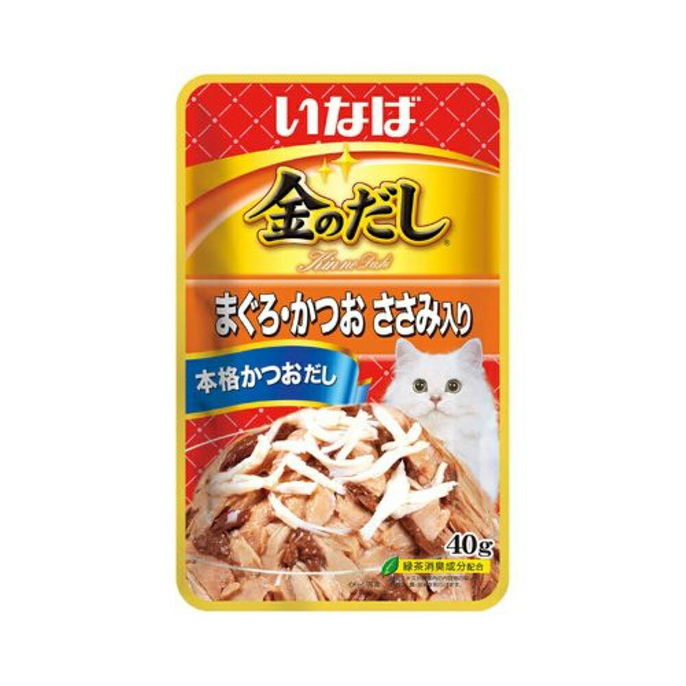 いなばペットフード 金のだし パウチ まぐろ・かつお ささみ入り 40g [キャットフード 猫 餌 エサ ゼリータイプ] TCR-153