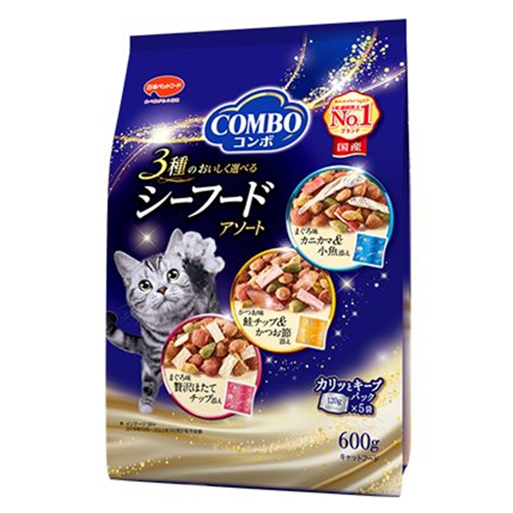 日本ペットフード COMBO(コンボ) シーフードアソート 3種  600g(120g×5袋)