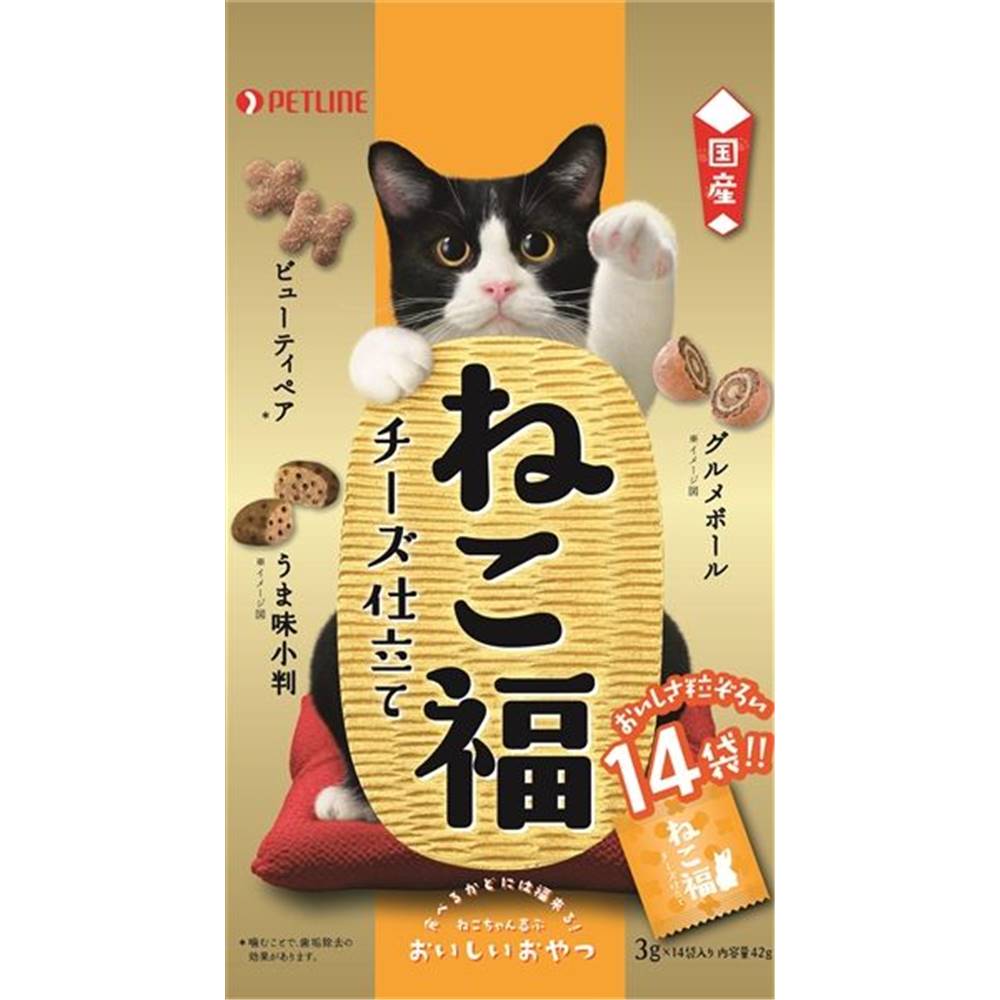 【6/4 20:00～6/11 01:59 エントリーでポイント10倍】ペットライン ねこ福 チーズ仕立て [猫 猫用 おやつ] 3g×14入