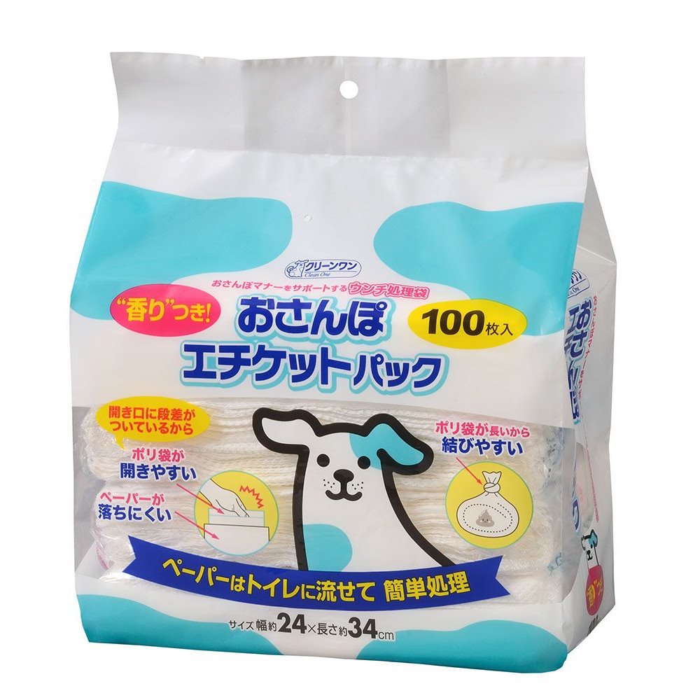 商品情報商品名クリーンワン おさんぽエチケットパック 100枚 [ペット用品 犬用品 トイレ用品 香りつき]メーカーシーズイシハラ 規格/品番 サイズ ●サイズ(約):幅24×長さ34cm 重量/容量 ●100枚入り おすすめ ●段差つきでポリ袋が開きやすい！さらにポリ袋が長いから結びやすい！●ペーパーはトイレに流せて簡単処理でき、気になるにおいを包み込む“香り”つきです 仕様 ●ポリエチレン、水解紙、香料 梱包サイズシーズイシハラ おさんぽエチケットパック 100枚入